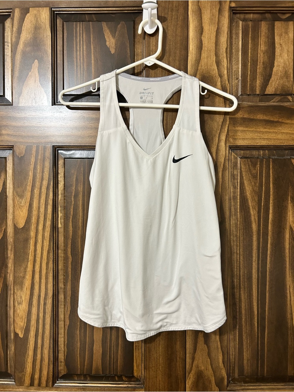 Nike White Dri-FIT V-Neck Racerback Tank